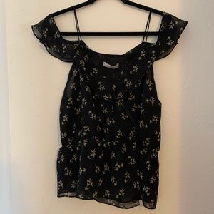 Mango black floral blouse